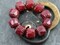 *10* 10mm Platinum Washed Red Opaline Center Cut Cruller Beads